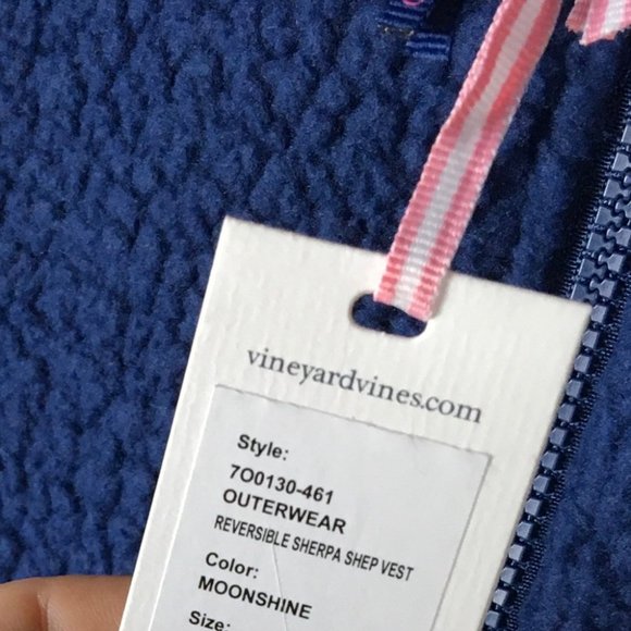 Vineyard Vines Reversible Sherpa Plaid Vest Blue - Picture 8 of 14